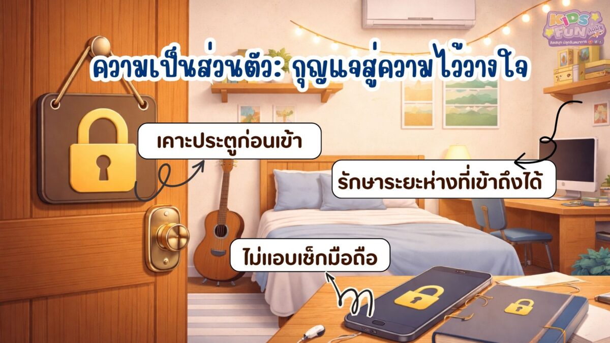 การให้พื้นที่ส่วนตัวลูก ก็เป็นการสร้าง พื้นที่ปลอดภัยให้ลูก อย่างหนึ่ง