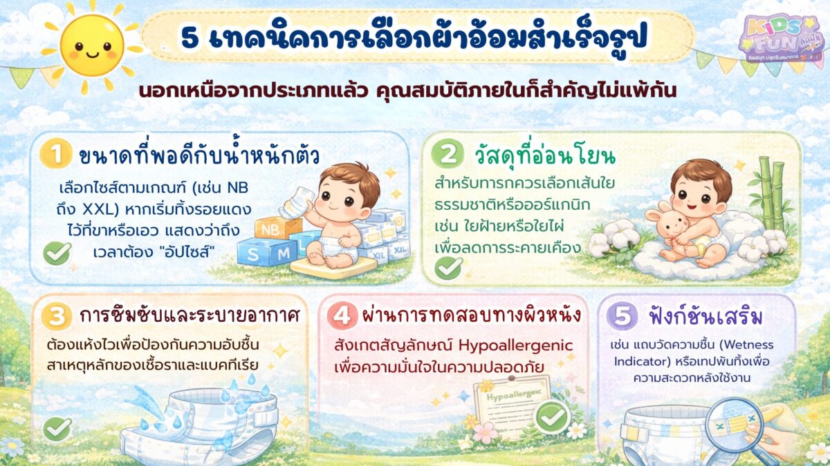 5 เทคนิคการเลือก ผ้าอ้อมสำเร็จรูป ให้ได้คุณภาพ