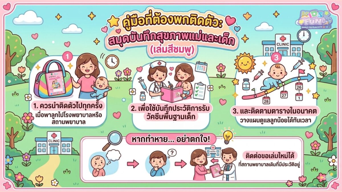 สมุดเล่มสีชมพู วัคซีนพื้นฐานเด็ก