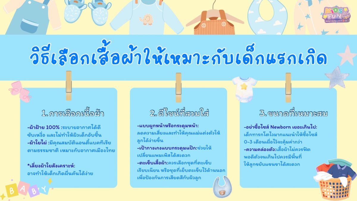 เลือกเสื้อผ้าเด็กแรกเกิด