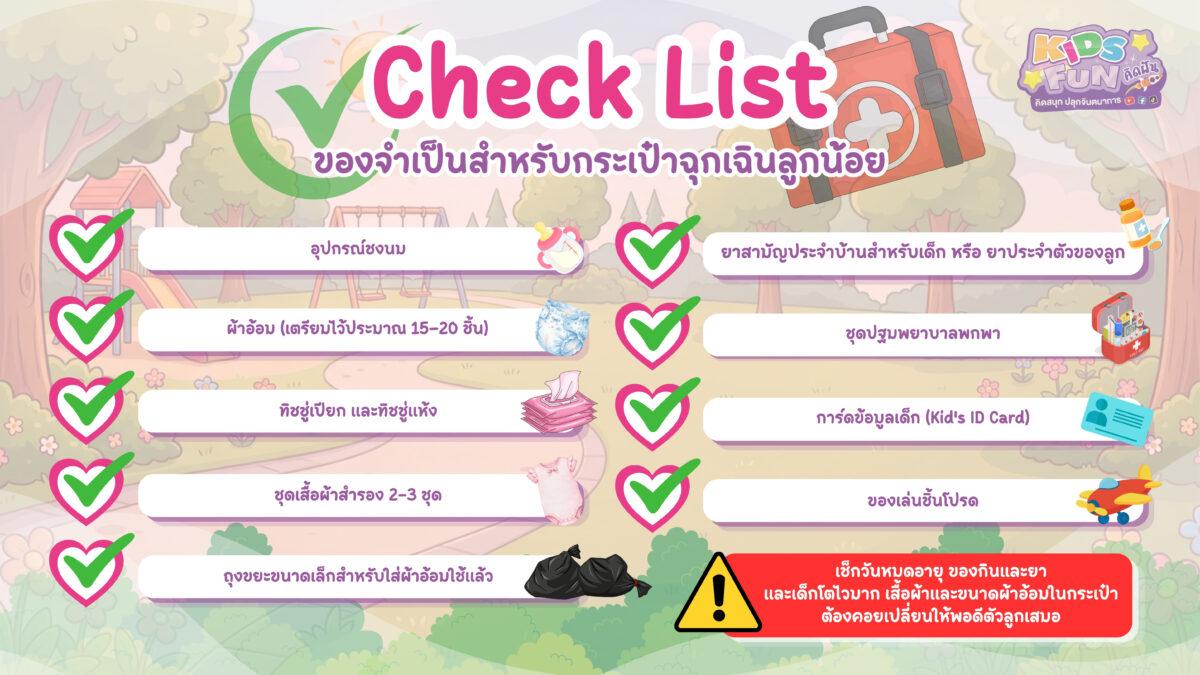 Check List ของจำเป็นในกระเป๋าฉุกเฉินลูกน้อย